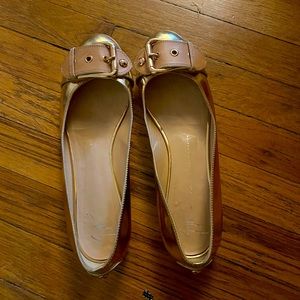 Giuseppe Zanotti 1060 Mirror Metallic Gold Buckle Ballet Flats Size 41